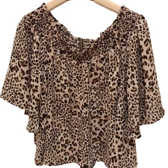 Shyanne Off Shoulder Leopard Smocked Blouse – Women’s Small - Picture 1 of 2